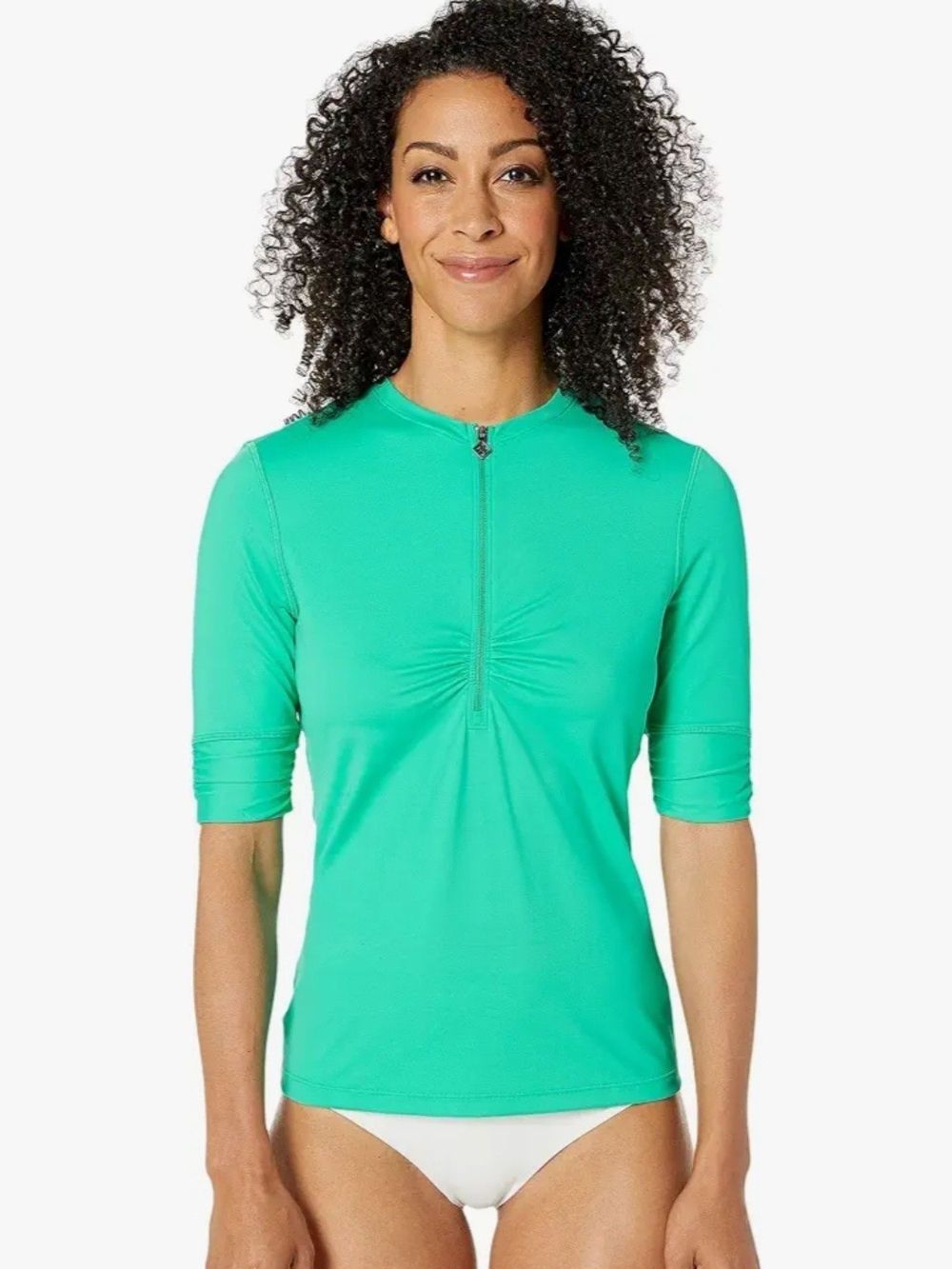 Prana Short Sleeved 1/4 Zip Teal Rashguard Top Women’s Small